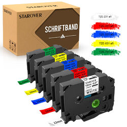 5x Schriftband TZe-231 12mm für Brother P-Touch PT-H100LB 1010 H105 Kompatibel