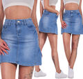 Damen Jeansrock Jeans Mini Rock Stretch Used Kurz Skirt ausgestellt Minirock