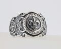 Herrenring Fleur de Lys französische Lilie 925er Silber Schwertlilie Men Ring 