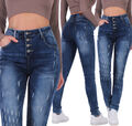 SUPER STRETCH JEANS Hose Damen High Waist BOYFRIEND Röhrenjeans Skinny A102