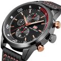 Herren Armbanduhr Chronograph Herrenarmbanduhr Leder Armband Schwarz Quarz Uhr