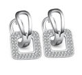 Damen Ohrringe Quadrat Strass Kristall 925 Sterling Silber Zirkonia Geschenketui