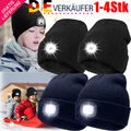 Strickmütze mit LED Licht Herren Damen warme Winter Mütze Beanie USB Aufladbar