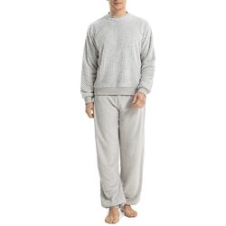 riemot Herren Weich Winter Warm Lang Lounge Set Pyjama Schlafanzug Nachtwäsche