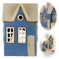 Exklusives Teelichthaus Lichthaus Nyhavn 17cm Blau Grau Keramik Fachwerkhaus