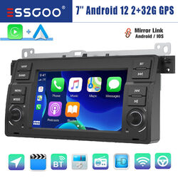 Autoradio Carplay Android 12 2+32G GPS WIFI Für BMW 3er E46 318 320 325 M3 MG ZT