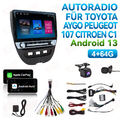 Für Toyota Aygo Citroen C1 Peugeot 107 GPS BT RDS Android 13 Autoradio 4G+64G 