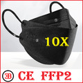 10x FFP2 MASKE MUNDSCHUTZ ATEMSCHUTZMASKE 4D FISCH MASKE SCHWARZ 