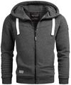 A. Salvarini Herren Pullover Langarm Sweatjacke Kapuzen Hoodie O123 Dunkelgrau