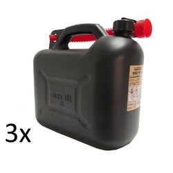 3x Benzinkanister 10 Liter schwarz UN  Diesel-Kanister Kraftstoffkanister 10L