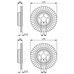 2X BOSCH BREMSSCHEIBEN 370mm BELÜFTET HINTEN PASSEND FÜR BMW 5 7