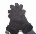 SCHWARZ MÄNNER HERREN UND DAMEN  ECHT LEDER LAMMFELL LEDER --- HANDSCHUHE  