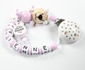 Schnullerkette mit Namen kleine Prinzessin rosa 5 tlg. SET  Mädchen Baby♥Geburt♥