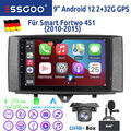 32G Android 12 CarPlay Autoradio GPS RDS WIFI DAB+ Kam MIK Für Smart Fortwo 451