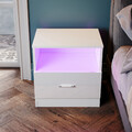 Nachttisch Nachtschrank Nachtkommode LED mit Schubladen Schrank 1/2er Set Weiß