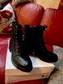 5TH AVENUE Damen Schnür Boots Stiefelette Stiefel Schwarz Leder 38 W Neu