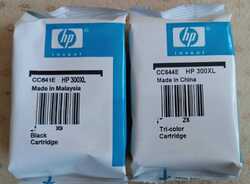 2 x Original HP 300XL Schwarz CC641EE + HP300XL Farbig CC644EE Tintenpatronen