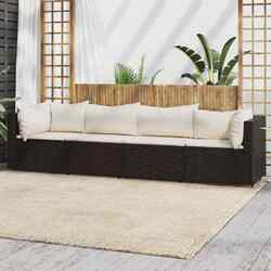 4-tlg. Garten-Lounge-Set mit Kissen Braun Poly Rattan