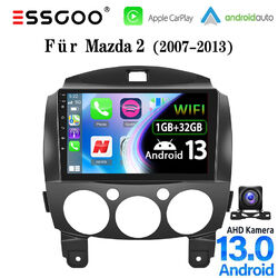 32G Autoradio Android 13 Apple Carplay WiFi RDS GPS Navi Kam Für Mazda 2 2007-13