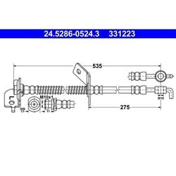 1x Bremsschlauch ATE 24.5286-0524.3 passend für HYUNDAI KIA