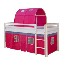 Hochbett 90x200 Kinder Bett Weiß Holz Stockbett Spielbett Einzelbett Homestyle4u