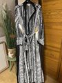 Elegantes langes schwarz-weiß gestreiftes Blusenkleid Kaftan von Heine Größe 44