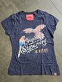 Superdry T-Shirt Damen Blau Mit Papageien - Gr. M