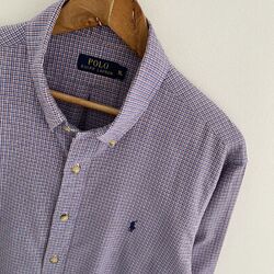 Polo Ralph Lauren Shirt Größe XL X Large Herren blau kariert normal langarmig