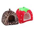 Soft Strawberry Pet Dog Katze Bett Haus Kennel Doggy Welpen Warm Kissen Korb Pad