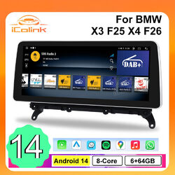 12,3" Android 14 Autoradio USB IPS  Für BMW X3 F25 F26 NBT LTE 4G GPS Navi 6+64G