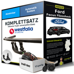 Für FORD Focus IV Typ HN Anhängerkupplung abnehmbar +eSatz 13pol uni 08.18- AHK10% Sparen bis 20.11. Code: PKW24