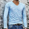 Langarm T-Shirt, V-Ausschnitt, Slim fit, Herren Pullover, Sweatshirt Longsleeve