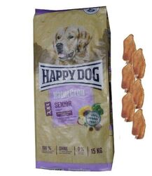 15kg Happy Dog Naturcroq Senior Hundefutter + 6 x Kaninchenohren