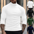 Herren Slim-Fit Langarm T-Shirt Rollkragen Pullover Sweatshirt Thermo Unterhemd