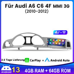 Android 13 Autoradio  GPS CarPlay Für AUDI A6 C6 4F MMI 3G 2010-2012 4+64G WiFi