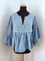 Blaue Jeans Spitzen Bluse von Zara, Gr. L