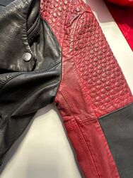 Bikerjacke Rot Schwarz XL Tom Tailor Echt Leder