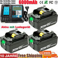 6Ah BL1860 Für Makita BL1850  Ersatz Akku 18V BL1830 Or Ladegerät DC18RF