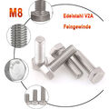 Sechskantschrauben DIN 933 M8 A2 Edelstahl VA V2A Maschinen Schrauben rostfrei