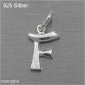 Buchstaben Anhänger - F - Echtschmuck 925 Silber - auf Wunsch mit Kette - NEU