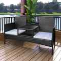 Gartensofa mit Teetisch Poly Rattan 2-Sitzer Gartenbank Gartenmöbel Sitzbank