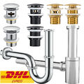Waschbecken Sifon Siphon Ablaufgarnitur Pop Up Ablaufventil Abfluss Messing DHL
