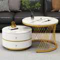 Couchtische 2er Set Kaffeetische Beistelltische Set, Satztische mit Metallrahmen