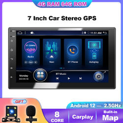 Doppel 2 DIN DAB+ Android 12 4G+64G Carplay Autoradio GPS Navi RDS DSP AM 8-CORE