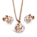 FLORAY EDELSTAHL SCHMUCKSET FUCHS ANHÄNGER ROSE GOLD HALSKETTE OHRRINGE COLLIER