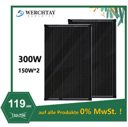 300W 2X150W 12V Mono Solarpanel Solarmodul Photovoltaik für 12/24V Solarsystem