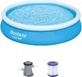 Bestway 57274 Fast Set Pool Blau Rund mit Filterpumpe Swimming Pool 366x76 cm