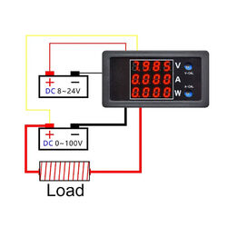 DC 0-100V 10A 1000W LED Digital Voltmeter Amperemeter Wattmeter Spannung meter