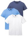 3er Pack T-Shirt V-Ausschnitt Gr. 48/50 M Weiß Blau Marineblau Herren-Shirt Neu