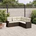 6-tlg. Garten-Sofagarnitur mit Kissen Schwarz Poly Rattan vidaXL